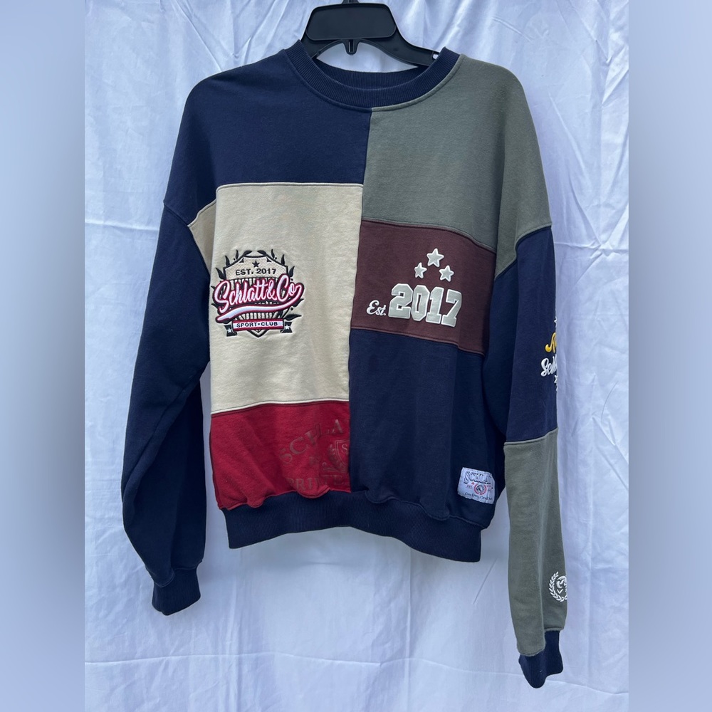 Jschlatt Schlatt & Co Merch Patchwork College Crew Neck Sweatshirt